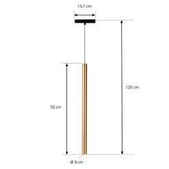 Lindby LED-pendellampe Lumaro, gull, Ø 3cm,aluminium,48V,dimbar Clearance