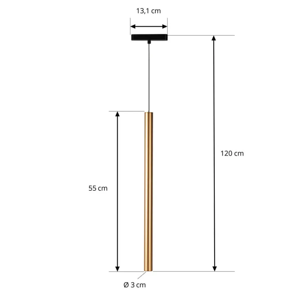 Lindby LED-pendellampe Lumaro, gull, Ø 3cm,aluminium,48V,dimbar Clearance