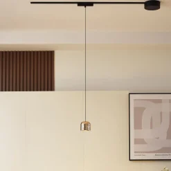 Lindby LED-pendellampe Lumaro, gull, Ø 8 cm, aluminium, 48V, dimbar Clearance