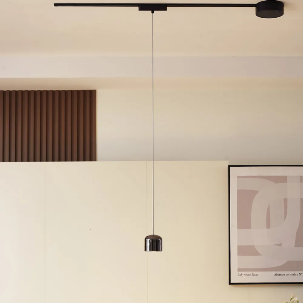 Lindby LED-pendellampe Lumaro,svart,Ø8,2cm,aluminium,48V,dimbar Hot