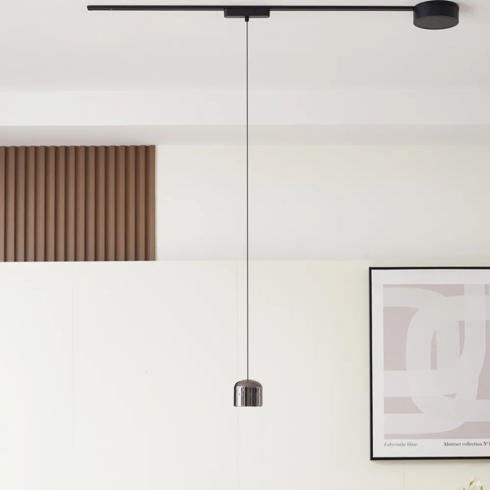 Lindby LED-pendellampe Lumaro,svart,Ø8,2cm,aluminium,48V,dimbar Hot