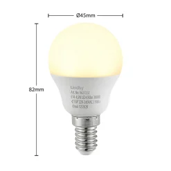 Lindby LED-pære E14 G45 4,5W 3000K opal sett med 2 stk