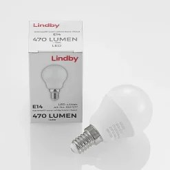 Lindby LED-pære E14 G45 4,5W 3000K opal sett med 2 stk
