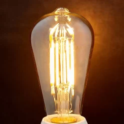 Lindby LED-pære, Rustika, E27, 6W, ravfarget, 1800 K| E27 Pærer|Filament Pærer