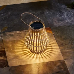 Lindby LED-solcellelampe Amaria, bambus, Ø 18 cm Best