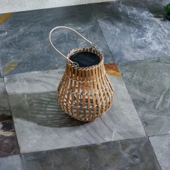 Lindby LED-solcellelampe Amaria, bambus, Ø 18 cm Best