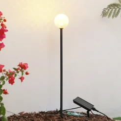 Lindby LED-solcellelampe Brindley, svart, glass, IP65| Utespotter