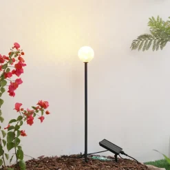 Lindby LED-solcellelampe Brindley, svart, glass, IP65| Utespotter