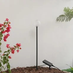 Lindby LED-solcellelampe Brindley, svart, glass, IP65| Utespotter