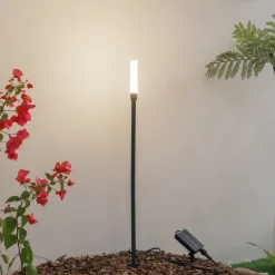 Lindby LED-solcellelampe Balian, svart, aluminium, 3 000 K| Utespotter