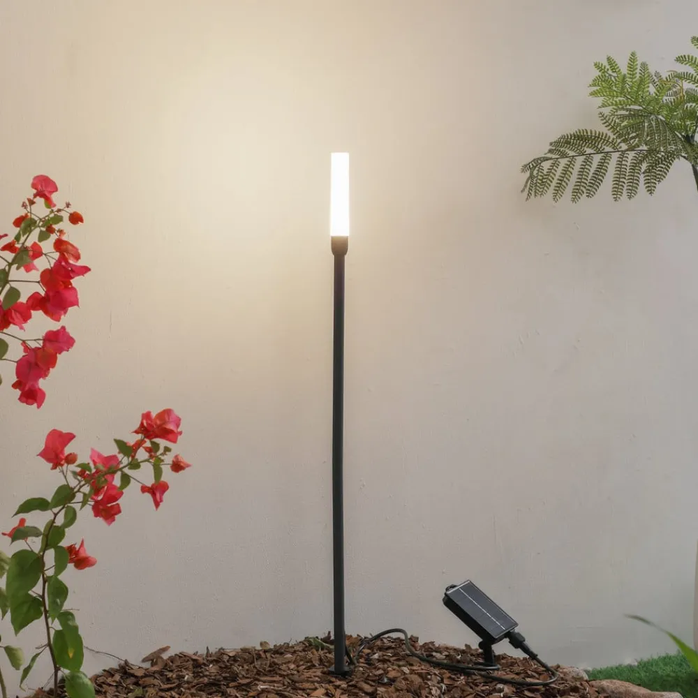 Lindby LED-solcellelampe Balian, svart, aluminium, 3 000 K| Utespotter