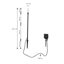 Lindby LED-solcellelampe Balian, svart, aluminium, 3 000 K| Utespotter