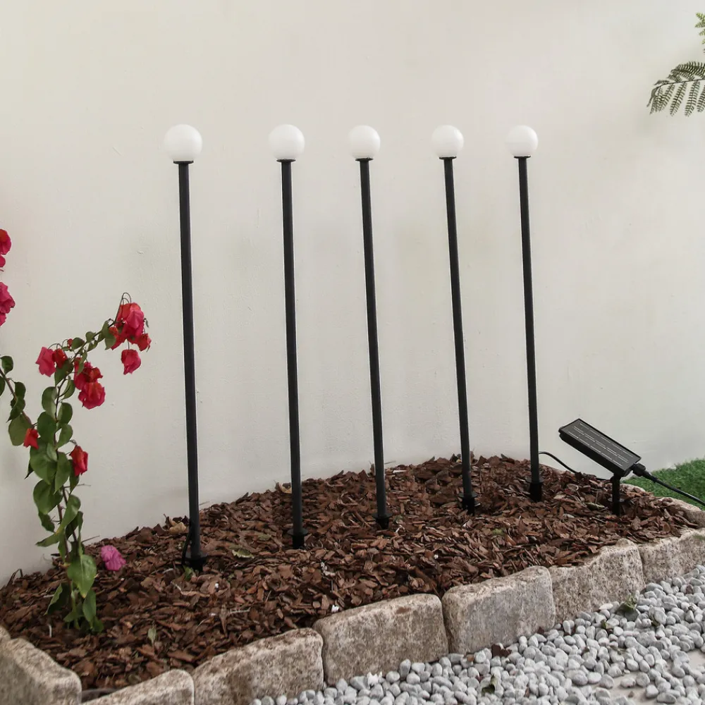 Lindby LED-solcellelampe Freydis, sett med 5 stk, svart, 2 000 K Clearance