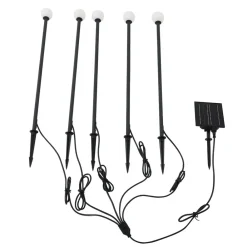 Lindby LED-solcellelampe Freydis, sett med 5 stk, svart, 2 000 K Clearance