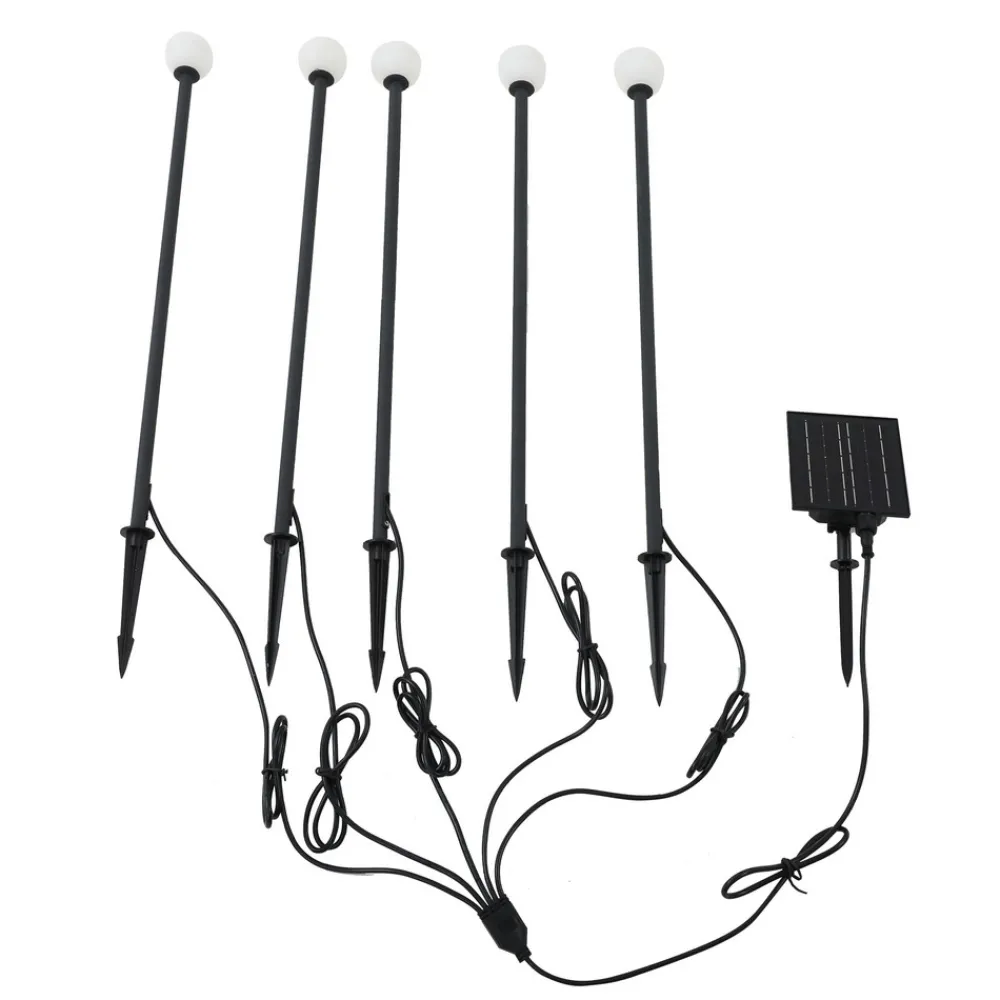 Lindby LED-solcellelampe Freydis, sett med 5 stk, svart, 2 000 K Clearance