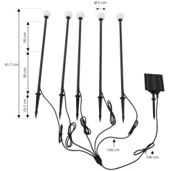 Lindby LED-solcellelampe Freydis, sett med 5 stk, svart, 2 000 K Clearance