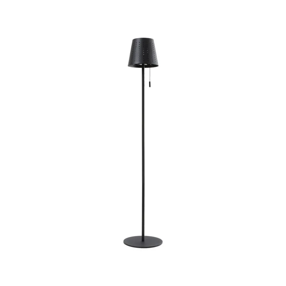 Lindby LED-solcellelampe Hilario, svart, jern, oppladbart batteri| Terrassebelysning|Solcellelamper