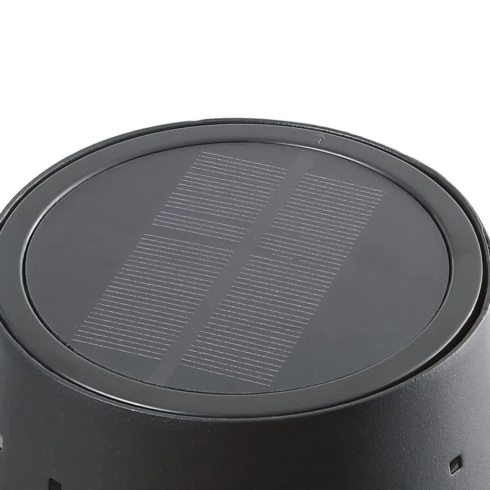 Lindby LED-solcellelampe Hilario, svart, jern, oppladbart batteri| Terrassebelysning|Solcellelamper