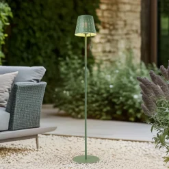 Lindby LED-solcellelampe Hilario, grønn, jern, oppladbart batteri Outlet