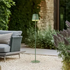 Lindby LED-solcellelampe Hilario, grønn, jern, oppladbart batteri Outlet