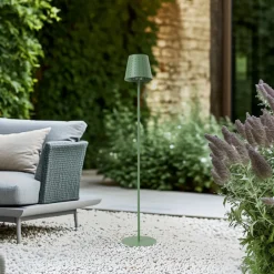 Lindby LED-solcellelampe Hilario, grønn, jern, oppladbart batteri Outlet