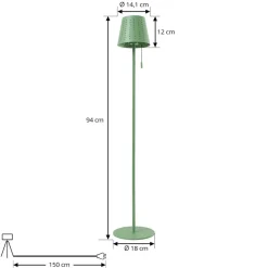 Lindby LED-solcellelampe Hilario, grønn, jern, oppladbart batteri Outlet