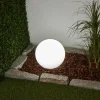 Lindby LED-solcellelampe Lago, Ø 25 cm, globus, jordspyd, hvit Discount