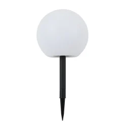Lindby LED-solcellelampe Lago, Ø 25 cm, globus, jordspyd, hvit Discount