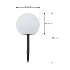Lindby LED-solcellelampe Lago, Ø 25 cm, globus, jordspyd, hvit Discount