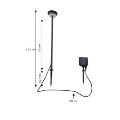 Lindby LED-solcellelampe Lyris, svart, aluminium, 3 000 K| Utespotter