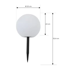 Lindby LED-solcellelampe Lago, Ø 30 cm, globus, jordspyd, hvit| Dekorasjonsbelysning|Terrassebelysning