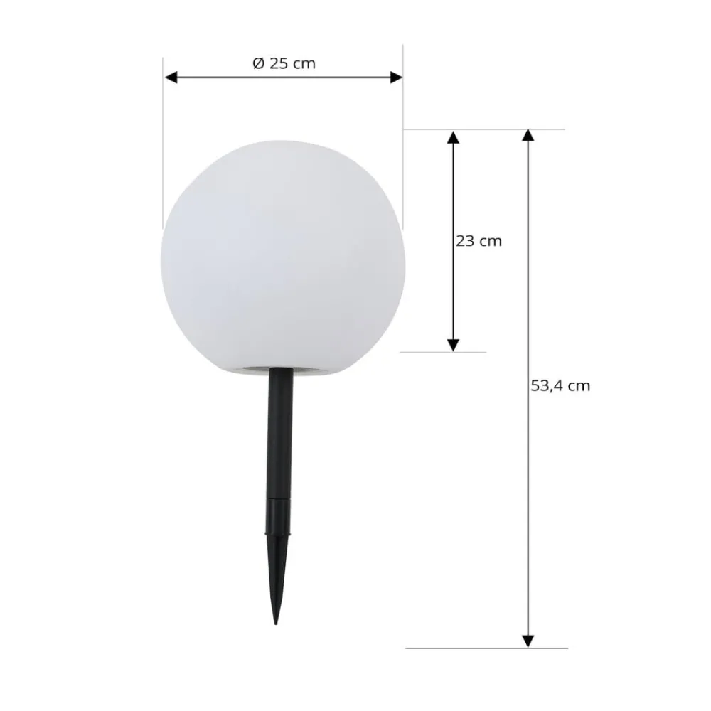 Lindby LED-solcellelampe Lago, Ø 30 cm, globus, jordspyd, hvit| Dekorasjonsbelysning|Terrassebelysning