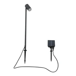 Lindby LED-solcellelampe Myric, svart, aluminium, 3 000 K| Utespotter