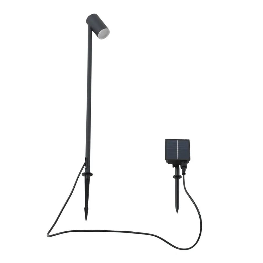 Lindby LED-solcellelampe Myric, svart, aluminium, 3 000 K| Utespotter