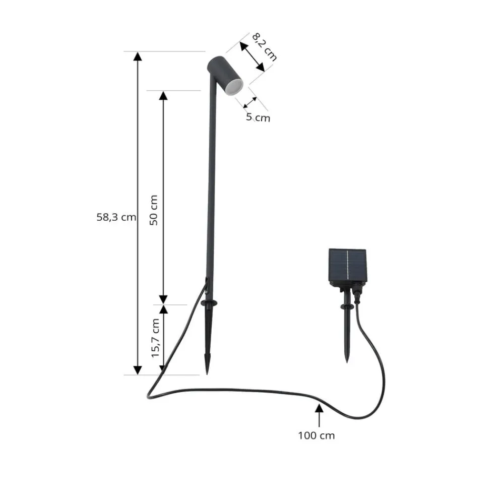 Lindby LED-solcellelampe Myric, svart, aluminium, 3 000 K| Utespotter