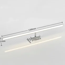 Lindby LED-speillampe Jukka, 120 cm, krom, metall, IP44| Vegglamper