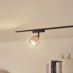 Lindby LED-spot 48 V Lumaro, rosa gull, Ø 8,2 cm, aluminium, dimbar| Skinnesystem