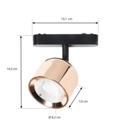 Lindby LED-spot 48 V Lumaro, rosa gull, Ø 8,2 cm, aluminium, dimbar| Skinnesystem