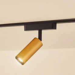 Lindby LED-spot 48 V Lumaro, gull, Ø 4 cm, aluminium, dimbar| Skinnesystem