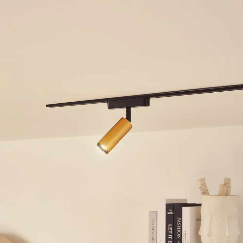 Lindby LED-spot 48 V Lumaro, gull, Ø 4 cm, aluminium, dimbar| Skinnesystem