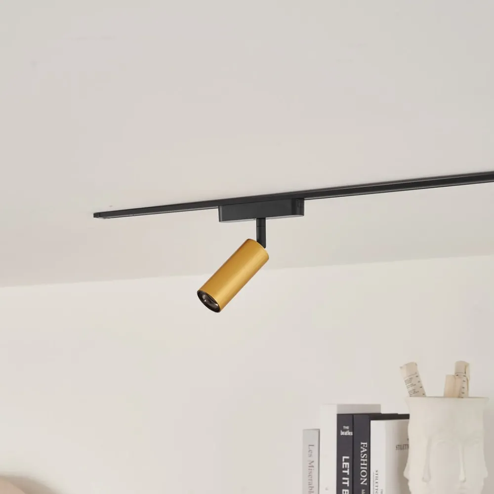 Lindby LED-spot 48 V Lumaro, gull, Ø 4 cm, aluminium, dimbar| Skinnesystem