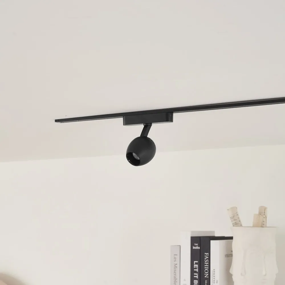 Lindby LED-spot 48 V Lumaro, svart, Ø 6,2 cm, dimbar| Skinnesystem