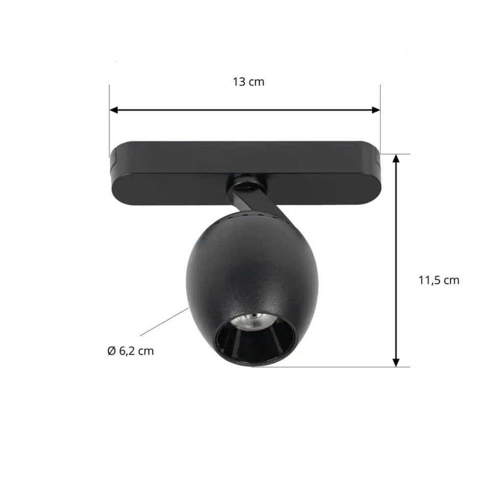 Lindby LED-spot 48 V Lumaro, svart, Ø 6,2 cm, dimbar| Skinnesystem