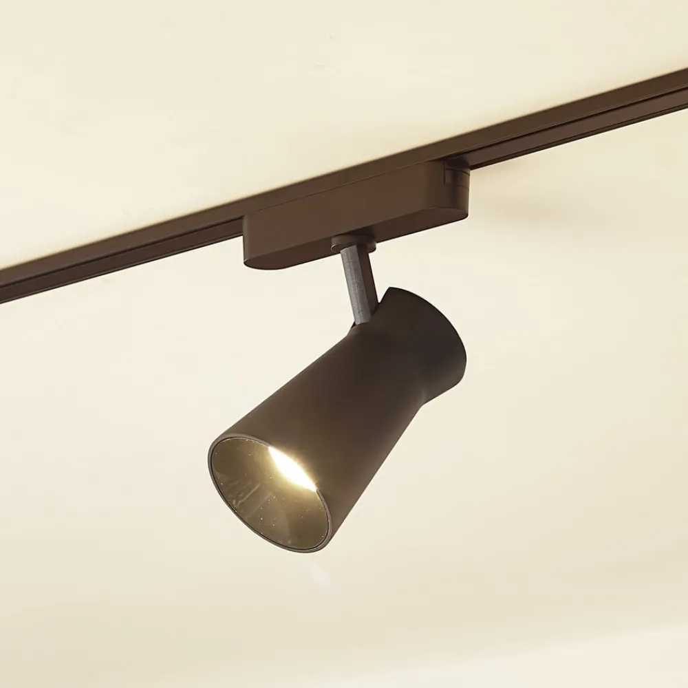 Lindby LED-spot 48 V Lumaro, svart, Ø 7 cm, dimbar| Skinnesystem