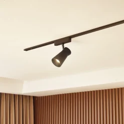 Lindby LED-spot 48 V Lumaro, svart, Ø 7 cm, dimbar| Skinnesystem