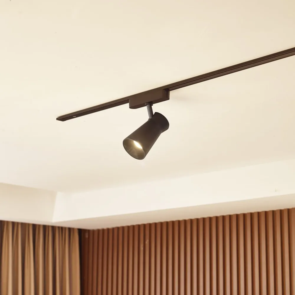 Lindby LED-spot 48 V Lumaro, svart, Ø 7 cm, dimbar| Skinnesystem