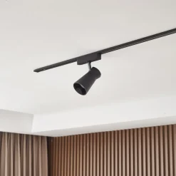 Lindby LED-spot 48 V Lumaro, svart, Ø 7 cm, dimbar| Skinnesystem