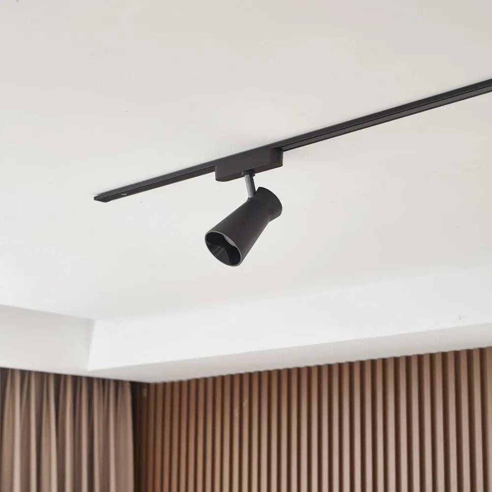 Lindby LED-spot 48 V Lumaro, svart, Ø 7 cm, dimbar| Skinnesystem