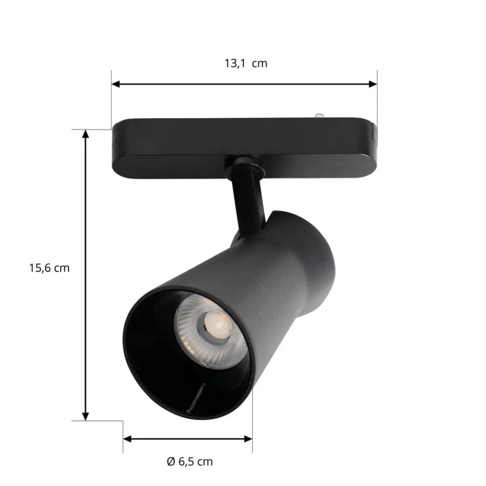 Lindby LED-spot 48 V Lumaro, svart, Ø 7 cm, dimbar| Skinnesystem