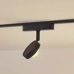 Lindby LED-spot 48 V Lumaro, svart, Ø 7,3 cm, aluminium, dimbar| Skinnesystem